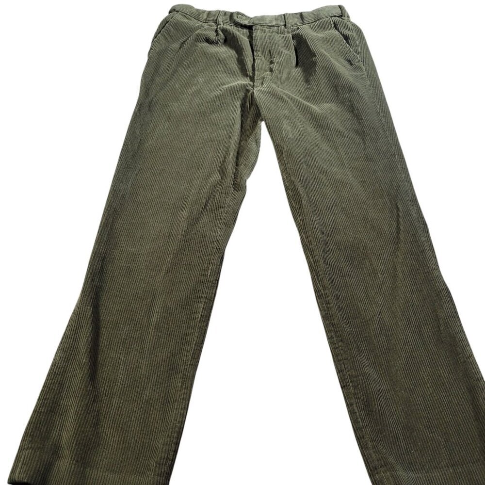 Peter Christian Corduroy Pants Mens 35x30 Tag 36x31 Green Pleated Straight